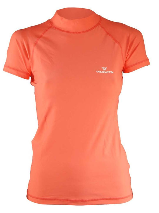 Vaquita Women's Short Sleeve Sun Protection Shirt Orange