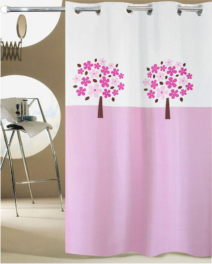 San Lorentzo Tree Hookless Shower Curtain Fabric 180x180cm Pink