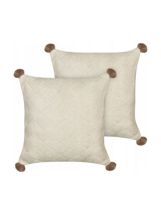 Set 2 Cotton Cushions Beige Oberonia 45 X 45 Cm Lumarko