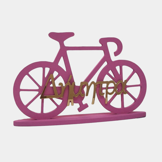 Wooden Decorative Base Bicycle Large Pink 18.8 X 30 X 4 cm