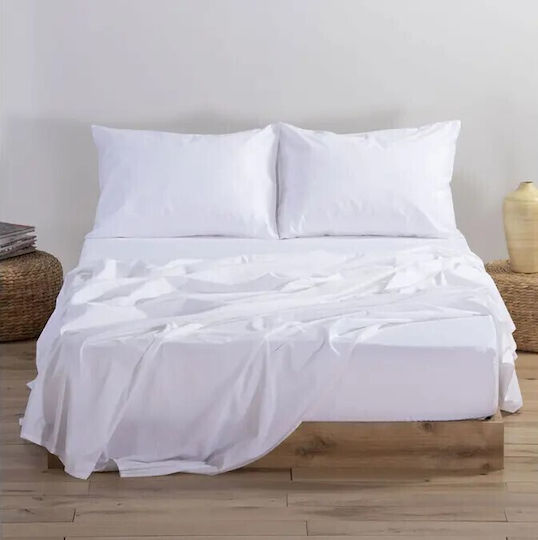 To megalo pazari Sheet for Single Bed with Elastic 100x200+30cm. White