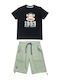 Kinder-Set mit Shorts Sommer 2Stück Schwarz