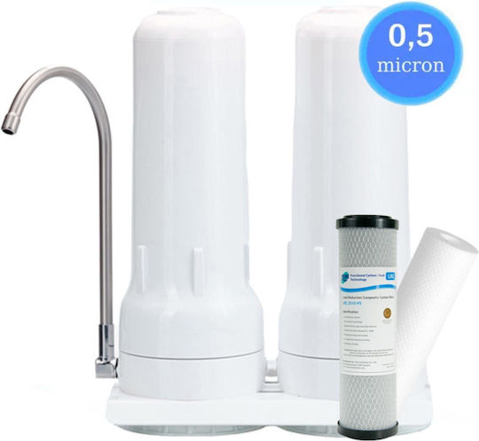 Filtru De Apă Deasupra Blatului Filtrato Ct-14d 10 Cu Filtru De Înlocuire Din Polipropilenă Filtrato Fcpp5 5μm Și Cărbune Activ Pure Lrc 2510-p5 0,5μm