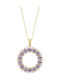 Lotus Watches Necklace from Gold Plated Silver with Zircon Purple