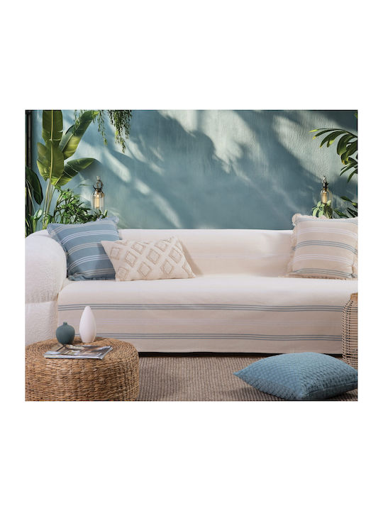 Nef-Nef Homeware Spirit Sofa Throw 2 Seater 180x250cm Natural Spirit Blue