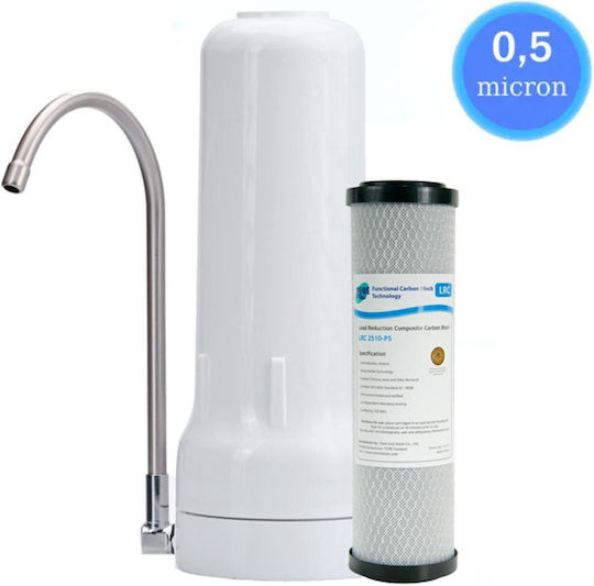 Filtrato CT-14D Συσκευή Φίλτρου Νερού Μονή Άνω Πάγκου με Βρυσάκι & Ανταλλακτικό Φίλτρο Pure LRC 2510-P5 0,5μm 50-0046/1