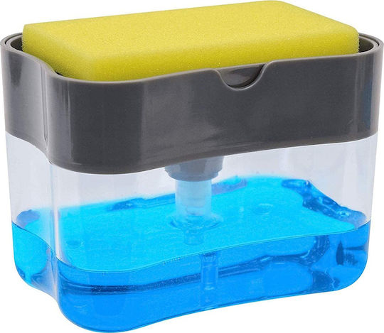 ACP Dispenser Κουζίνας Πλαστικό με Αυτόματο Διανομέα & Θήκη για Σφουγγάρι Διάφανο 385ml