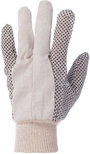 Fabric Gloves for Work White Cotton/PVC 1pcs