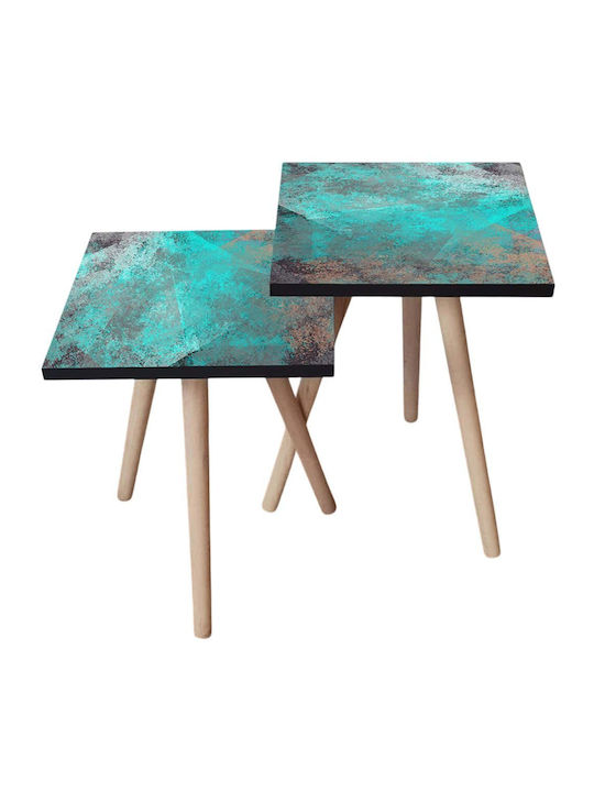 Rechteckiger Beistelltisch Holz Mehrfarbig 2 Stück M35xB35xH47cm
