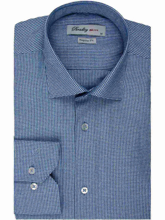 Long-sleeved Cotton Shirt Checked Light Blue