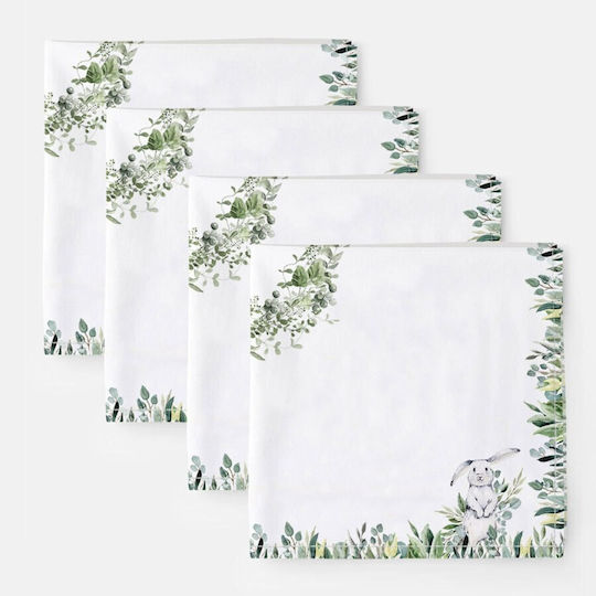Table Napkin 45x45cm Pastel Set 4 Pieces Made Cotton Club Cotton Gizmo Rabbits