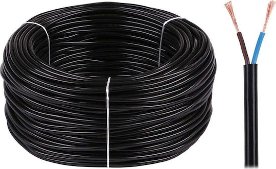 Elektrokabel Netzkabel mit Kabeleigenschaften 2x0.5mm² in Schwarz Farbe 100m Flexibel