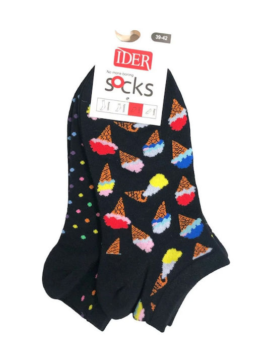 IDER Κάλτσες με Σχέδια Μαύρες 2Pack
