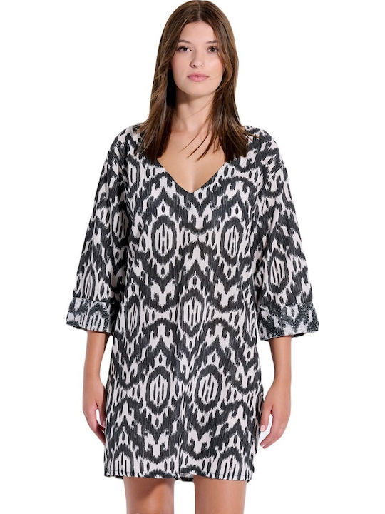 Rochie de Plajă pentru Femei Jeannette Vâscoză Croială Lejeră 8086negru