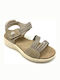 Flache Sandalen für Damen Anatomisch in Beige Farbe