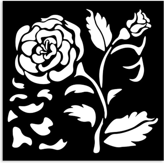 Dicke Schablone 12x12cm Stamperia Haus Rosen Große Rose