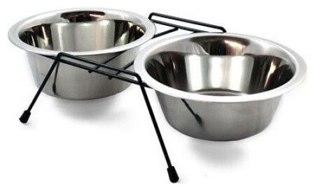 Barry King Metallic Bowl Food & Water for Dog & Cat with Base 2.8ml in Black Color