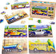 Puzzleok Puzzle din Lemn 4 în 1 Set de Puzzle-uri Vehicule Mașini de Transport