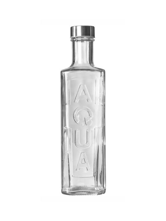 Flasche Wasser Glas mit Schraubverschluss Silber 1000ml