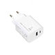 Troika Charger GaN with USB-A Port and USB-C Port and Cable USB-C 20W Power Delivery Whites (Charge-X Duo 20)