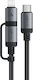 Acefast Braided USB to Type-C / Lightning Cable 3A Μαύρο 1.2m C20-01