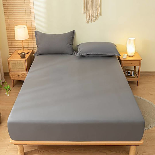 To megalo pazari Sheet Super-Double with Elastic 160x200+30cm. Dark Grey