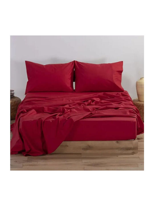 To megalo pazari Sheet King Size with Elastic 180x200+30cm. Bordeaux