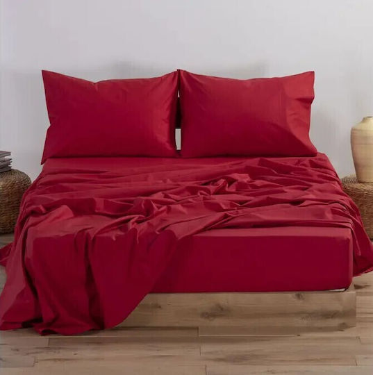 Το μεγάλο παζάρι Σεντόνι King Size με Λάστιχο 180x200+30εκ. Μπορντό