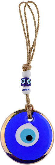 Yakamoz Evil Eye Charm Blue & Gold Glass Wall Hanging No4