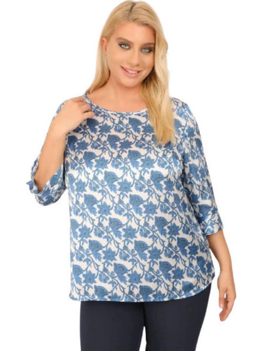 Damen Bluse Satin mit 3/4 Ärmel RWA