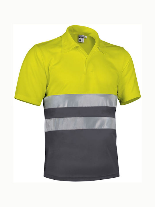 Hi-vis Κοντομάνικο Polo Shirt Build Valento Povabuiag Fluo Yellow-charcoal Grey