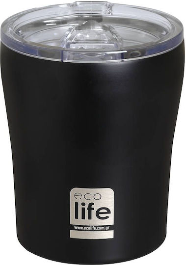 Ecolife Glass Thermos Bottle Stainless Steel / Aluminum BPA Free 300ml Black