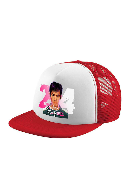 Squid Game 456 Gi-hun Adult Hat Soft Trucker Mesh Red White Polyester Adult Unisex One Size