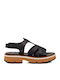Leder Flache Sandalen für Damen in Schwarz Farbe