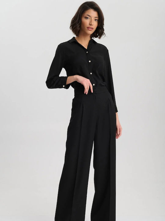 Langärmelig Damen Hemd Black