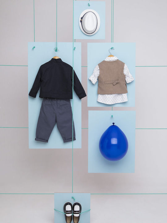 Taufanzug für Jungen Vlassis Schokolade-Blau 1708 Bambolino Bmb-1708