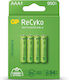 GP Recyko+ Rechargeable Batteries AAA 950mAh 4pcs 656.161uk