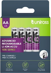 Презареждащи се литиеви батерии Uniross USB-C AA, 4 броя Презареждащи се литиеви батерии Uniross USB-C AA, 4 броя