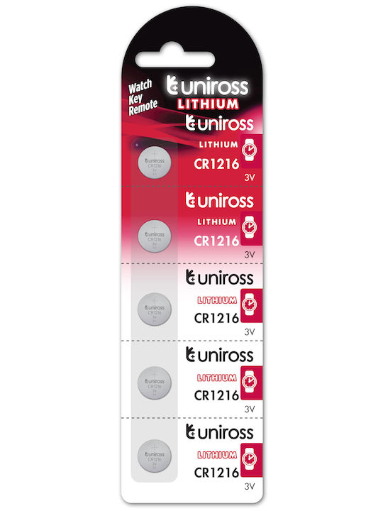 Uniross Cr1216 Button Cell Lithium Battery 5pack