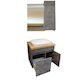 Шкаф за баня Furnibath F61 Cement 7743 с вградена мивка и огледало