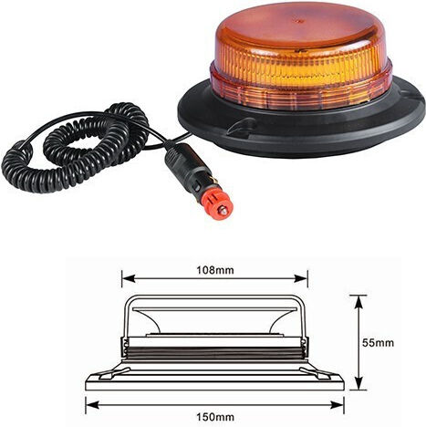 Agroequip Φάρος Αυτοκινήτου LED 15cm με Πορτοκαλί Φωτισμό