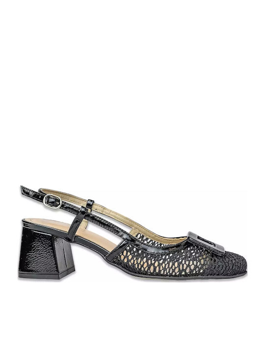 Bertelli Black Medium Heels with Strap