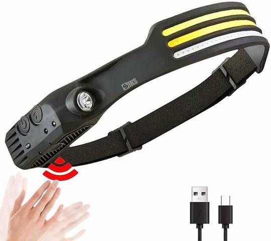 Siks LED-Stirnlampe 3 Riemen Professionell USB Wiederaufladbar 8 Lichtmodi Inklusive Rotlichtmodus Einstellbare Helligkeit 4 Hochintensive Lichtquellen Camping Angeln Jagen Arbeit USB-Ladung W689-3 Schwarz