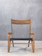 Outdoor Armchair Wooden Teak Black Rope 65x76x90cm