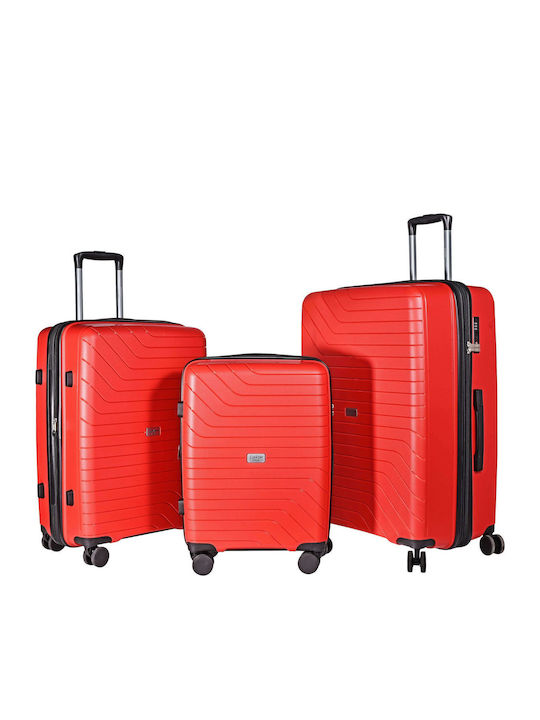 Lavor Hard Red Suitcases With 4 Wheels Set Of 3 Pieces