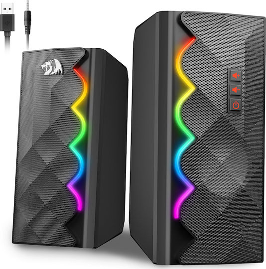 Redragon GS522 Ηχεία Υπολογιστή 2.0 με RGB Φωτισμό σε Μαύρο Χρώμα