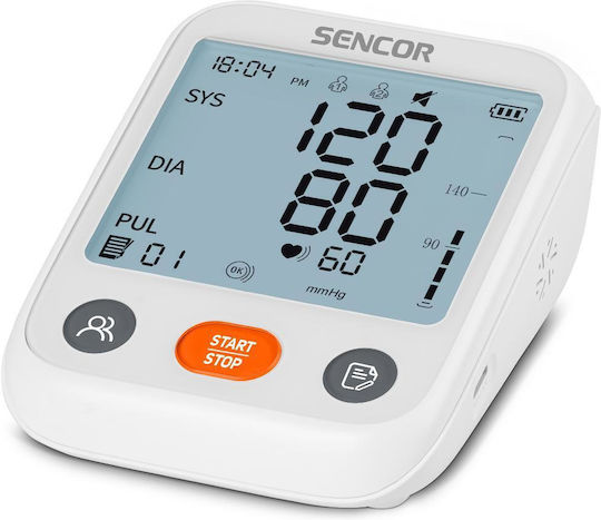 Sencor Digital Blutdruckmessgerät Oberarm mit Arrhythmie-Erkennung SBP 1150WH