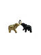 Set de elefanți decorativi din ceramică auriu negru 2 buc Inart 3-70-005-9420 Inart
