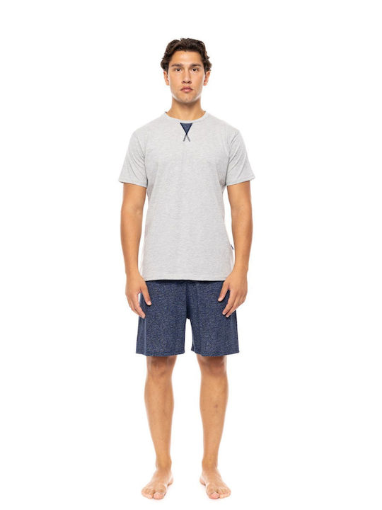 Ulisse Men's Summer Pajamas Set Deep Blue Grey