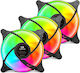 Redragon GC-F013 Gehäuselüfter 120mm (1200rpm) mit RGB-Beleuchtung und 4-Pin PWM-Verbindung 3 Stück